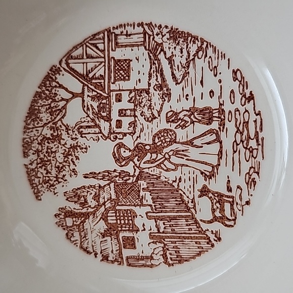 8 Pc Vintage Old Classic Prints Ohio Brown Transferware 6" Bowls, 7.25" Plates - Picture 5 of 16